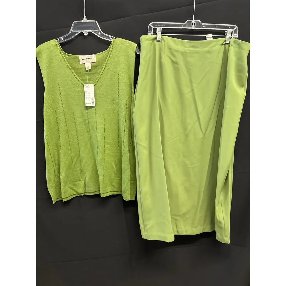 The Answer NWT Woman’s Sleeveless Top Matching Straight Skirt Set 20W